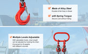 Charger l'image dans la visionneuse de galerie, Amocart 3T Chain Sling 6ft 8mm/10mm Heavy Duty Lifting Chains with 2 Leg Grab Hooks G80 for Engine Manual Hoist Lifting Tool