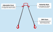 Charger l'image dans la visionneuse de galerie, Amocart 3T Chain Sling 6ft 8mm/10mm Heavy Duty Lifting Chains with 2 Leg Grab Hooks G80 for Engine Manual Hoist Lifting Tool
