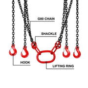Load image into Gallery viewer, Amocart Lifting Chain Sling Lifts 5Tonne 1.5M 3M 4M X 5/16 Inch Heavy Duty With 4 Legs Grade Hooks and Adjuster G80 Alloy Steel