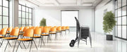 Bild in Galerie-Viewer laden, SucceBuy 300LBS Folding Chair Rack Cart L-shape Horizontal Placement with Rubber Wheels Metal Chair Storage Dolly for 25 Chairs
