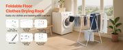 Charger l'image dans la visionneuse de galerie, SucceBuy Clothes Drying Rack Foldable Laundry Dryer Rack with Sock Clips Metal Height Adjustable Drying Racks for Outdoor&Indoor