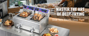 Bild in Galerie-Viewer laden, Amocart Electric Deep Fryer w/Dual Removable Tanks 12L 5000W Commercial Countertop Fryer for Chicken French Fries