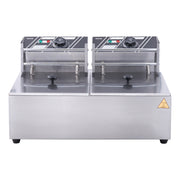 Bild in Galerie-Viewer laden, SucceBuy 12L Electric Deep Fryer w/Dual Removable Tanks Commercial Countertop Fryer for Chicken French Fries Frying Chips