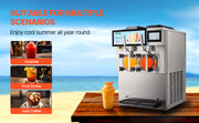 Bild in Galerie-Viewer laden, Amocart Commercial Slushy Machine 12L Singal or Double Tanks Cool and Freeze Modes, Stainless Steel Margarita Smoothie Frozen Drink Maker Slushie Machine for Party Cafes Restaurants Bars Home