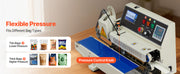 Bild in Galerie-Viewer laden, Amocart Continuous Bag Band Sealing Machine 0.24-0.47in Width Horizontal Band Sealer with Ink Printing for 0.001-0.03 in Bags
