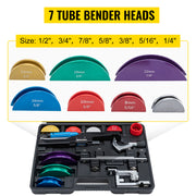 Load image into Gallery viewer, Amocart HVAC Refrigeration Manual Copper Ratcheting Pipe Bender Kit with 7 Dies 8-22mm 90° Inward & Outward Tube Bending Tools