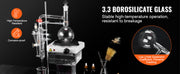 Charger l'image dans la visionneuse de galerie, Amocart Essential Oil Distillation Kit 500ml 2L Distillation Apparatus 3.3 Boro Lab Glassware Distillation Kit w/ Heat Plate