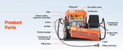 Charger l'image dans la visionneuse de galerie, Amocart PCP Air Compressor 4500PSI/30Mpa Diving Scuba 60 L/min Four-Cylinder Auto Stop PCP Rifle Pump with Fan Cooling System