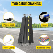 Load image into Gallery viewer, SucceBuy Cable Protector Ramp Wire Cable Cover Cord Guard 2 Channels Rubber + PVC 11000LBS Speed Bump Parking Driveway Traffic