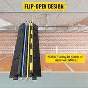 Load image into Gallery viewer, SucceBuy Cable Protector Ramp Wire Cable Cover Cord Guard 2 Channels Rubber + PVC 11000LBS Speed Bump Parking Driveway Traffic