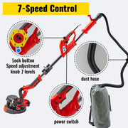 Bild in Galerie-Viewer laden, SucceBuy Drywall Sander 850W Variable Speed 800-1750RPM Electric Drywall Sander Foldable Sheetrock Sander with Handle Vacuum Bag