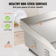 Charger l'image dans la visionneuse de galerie, Amocart 21In Commercial Electric Grill Flat Pan Stainless Steel Desktop Griddle Hotplate Teppanyaki Grill w/Temperature Control