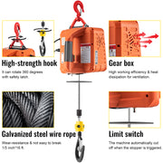 Load image into Gallery viewer, Amocart 500kg/1100lbs Electric Hoist Winch Portable Crane 25ft Lifting Height Wired Remote Control for Transportation