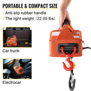 Bild in Galerie-Viewer laden, SucceBuy 500kg/1100lbs Electric Hoist Winch Portable Crane 25ft Lifting Height Wired Remote Control for Transportation