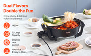 Load image into Gallery viewer, Amocart Electric Hot Pot 5 L Double-flavor Shabu Shabu Pot Non-Stick Electric Cooker with Divider Glass Lid for 6-10 People