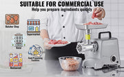 Bild in Galerie-Viewer laden, SucceBuy Electric Meat Grinder 5 Lb/Min Industrial Meat Mincer with Blade Grinding Plate Sausage Stuffing Blade and 3 Tubes
