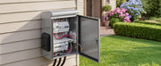 Load image into Gallery viewer, Amocart Outdoor Electrical Box 20 x 16 x 8 in Stainless Steel Ventilated Electrical Enclosure with Thermostat and Fan, Rain Hood, Hinge Connection, Wall/Pole Mounted