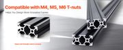 Load image into Gallery viewer, SucceBuy Linear Rail 4-5 PCS 1000mm/1200mm/1500mm/2000mm T Slot 2040 Aluminum Extrusion Profile for 3D Printer, CNC Machine DIY