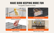 Charger l'image dans la visionneuse de galerie, Amocart 30In Flight Bird Cage Stackable Divided Small Animal Cage for Kinds of Birds Pet Travel Birdcage with Handle and Perche