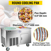 Load image into Gallery viewer, Amocart Commercial Fried Ice Cream Roll Machine w/ 6 Buckets Single Square Pan Stainless Steel Home Ice Cream Porridge Maker