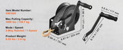 Charger l'image dans la visionneuse de galerie, Amocart Hand Winch Boat Trailer Winch Heavy Duty Rope Crank Polyester Strap & Two-Way Ratchet Manual Operated Hand Crank Winch