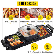 Load image into Gallery viewer, Amocart 2in1 Electric BBQ Pan Grill Hot Pot Multifunction Home Portable Smokeless Nonstick Detachable Hot Pot Barbecue Plate