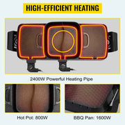 Load image into Gallery viewer, Amocart 2in1 Electric BBQ Pan Grill Hot Pot Multifunction Home Portable Smokeless Nonstick Detachable Hot Pot Barbecue Plate