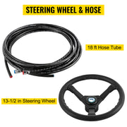 Charger l'image dans la visionneuse de galerie, Amocart Hydraulic Boat Steering Kit 300HP Hydraulic Steering Kit Helm Pump/Cylinder/Wheel 18ft Hose Hydraulic Steering Seal Kit