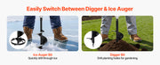 Charger l'image dans la visionneuse de galerie, Amocart Electric Ice Auger Cold-Resistant 2 in 1 Cordless Ice Fishing Augers and Earth Auger with 8" Ices & Earth Drill Bit