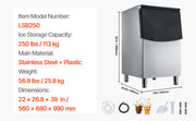 Load image into Gallery viewer, Amocart 250LBS Commercial Ice Maker with Storage Bin Ice Bin Stainless Steel Ice Maker Machine with Filter for Home Bar Hotel