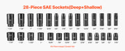Charger l'image dans la visionneuse de galerie, Amocart 26/65PCs US Drive Impact Socket Set Deep Standard Socket Set SAE Metric 6 Point CR-V Cr-Mo Alloy Steel Auto Repair
