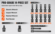 Bild in Galerie-Viewer laden, SucceBuy 360 Degree Swivel Impact Socket Set 3/8" Socket Set Deep Universal Metric 10-19mm 6 Point Cr-Mo Alloy Steel for Repair