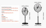 Charger l'image dans la visionneuse de galerie, Amocart Industrial Pedestal Fan 16/18/24 Inch 75-Degree Oscillating Fan Height Adjustable Standing Fans with 3 Adjustable Speed
