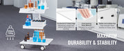 Charger l'image dans la visionneuse de galerie, Amocart Lab Trolley 3-Layer Rolling Cart Metal Mobile Trolley 220 lbs Weight Capacity for Lab Clinic Beauty and Salon