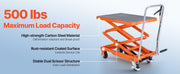 Bild in Galerie-Viewer laden, Amocart Hydraulic Lift Table 500lbs Capacity 47.2" Lifting Height Double Scissor Lift Table Cart with Wheels for Transportation