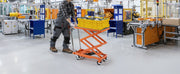 Bild in Galerie-Viewer laden, SucceBuy Hydraulic Lift Table 500lbs Capacity 47.2" Lifting Height Double Scissor Lift Table Cart with Wheels for Transportation