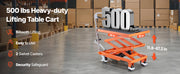 Bild in Galerie-Viewer laden, SucceBuy Hydraulic Lift Table 500lbs Capacity 47.2" Lifting Height Double Scissor Lift Table Cart with Wheels for Transportation