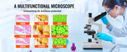 Charger l'image dans la visionneuse de galerie, Amocart Compound Trinocular Microscope 40X-2500/40X-5000X Magnification Lab Microscope w/ LED Illumination & External Interface