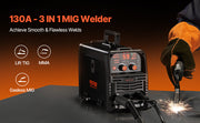 Bild in Galerie-Viewer laden, Amocart MIG Welder 130Amp Mig Welding Machine 3-in-1 Portable Mig Welder with IGBT Inverter Technology Digital Display Screen