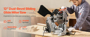 Load image into Gallery viewer, Amocart Sliding Compound Miter Saw 12-Inch Blade 15Amp Motor 60-Tooth Corded Double Bevel Sliding Miter Saw LED Alignment