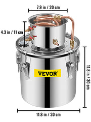 Charger l'image dans la visionneuse de galerie, Amocart 3 5 8 Gal Distiller Moonshine Alcohol Brew Water Wine Essential Oil Brewing Kit Stainless Copper with Pump for Home DIY