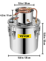 Charger l'image dans la visionneuse de galerie, Amocart 3 5 8 Gal Distiller Moonshine Alcohol Brew Water Wine Essential Oil Brewing Kit Stainless Copper with Pump for Home DIY