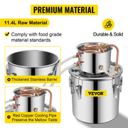 Load image into Gallery viewer, SucceBuy 3 5 8 13 Gal Alcohol Still Stainless Steel Alcohol Distiller Copper Tube Home Brewing Kit for DIY Whisky Wine