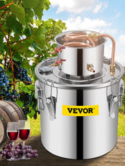 Charger l'image dans la visionneuse de galerie, Amocart 3 5 8 Gal Distiller Moonshine Alcohol Brew Water Wine Essential Oil Brewing Kit Stainless Copper with Pump for Home DIY