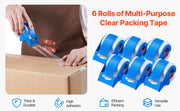 Load image into Gallery viewer, Amocart 1.5in Core 6 Rolls Clear Packing Tape with Dispenser 2.7 Mil Shipping Tape Designed for Moving Boxes Storage Mailing