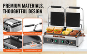 Load image into Gallery viewer, Amocart Commercial Panini Grill 3600W Electric Sandwich Panini Maker with Temp Control And 19"x9" for Hamburger Steak Bacon