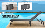 Bild in Galerie-Viewer laden, SucceBuy Chaise Lounge Chair Outdoor Aluminum Patio LoungeFolding Pool Lounge Recliner Full Flat for Patio Beach Pool Dark Grey