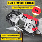 Load image into Gallery viewer, SucceBuy Portable BandSaw 5Inch Cutting Capacity Cordless Variable Speed 10Amp Motor Deep Cut Bandsaw for Metal Wood Pipes Rebar