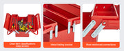 Bild in Galerie-Viewer laden, Amocart Metal Tool Box 2-Tier 3-Tray Portable Folding Tool Chest Organizer with Handle & Lock Toolbox for Factory Repair Shop