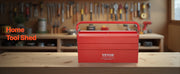 Bild in Galerie-Viewer laden, SucceBuy 18in Metal Tool Box 3-Tier 5-Tray Portable Folding Tool Chest Organizer with Handle Toolbox for Warehouse Repair Shop